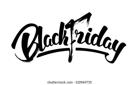 Vector illustration: Hand drawn modern brush lettering of Black Friday isolated on white background.