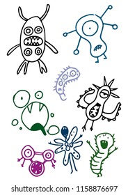 Vector illustration of hand drawn monsters set.