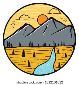 Vector illustration of Hand drawn mountain .