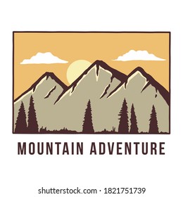 Vector illustration of Hand drawn mountain. Mountain illustration landscape.