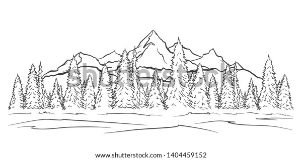 Vector Illustration Hand Drawn Mountains Sketch Stock Vector (Royalty ...