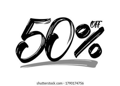 Vector illustration: Hand drawn numbers of 50% OFF. Special offer  discount. Black Friday Sale.
