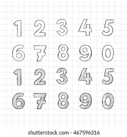 Vector illustration of a hand drawn numbers