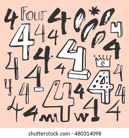 Vector illustration  with hand drawn numbers.