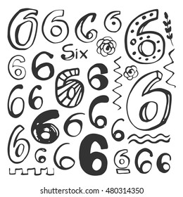 Vector illustration with hand drawn numbers.