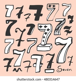 Vector illustration  with hand drawn numbers.
