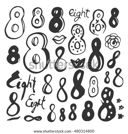 Vector illustration with hand drawn numbers.