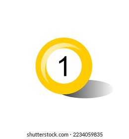 Vector illustration of a hand drawn one ball, icon on a transparent background.
Billiards ball, vector illustration of yellow 1 ball icon. Billiards, Snooker, Indoor Club Games , Recreational Activiti