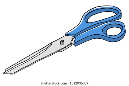 vector illustration of a hand drawn pair of scissors