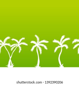 Vector illustration of a hand drawn palm trees. Seamless vector pattern with sihouette tropical palm trees