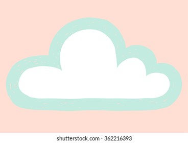 vector illustration of hand drawn pastel cloud on pink background