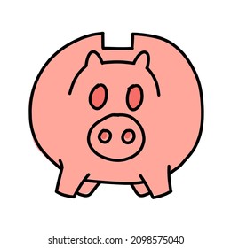 Vektorgrafik eines handgezeichnet rosafarbenen Schweinebasis einzeln auf weißem Hintergrund