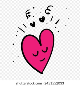 Vector illustration of Hand drawn pink heart on transparent background