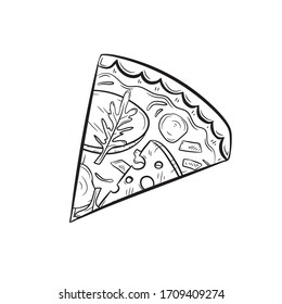 Vector illustration with hand drawn pizza. 