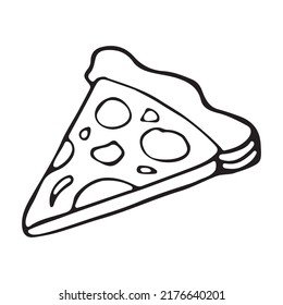 Vector illustration of hand drawn pizza slice for restaurant and pizzeria menues, brand designs, signs etc.
