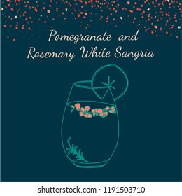 Vector illustration with hand drawn Pomegranate White Sangria
