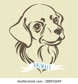 Vector illustration Hand drawn portrait of dog Labrador