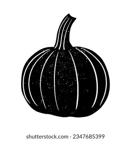 Vector illustration of hand drawn pumpkins. Ink drawing, graphic style. Beautiful food design elements, linocut style