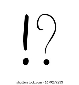 Vector illustration Hand drawn question mark and exclamation point. Question mark and exclamation point isolated on white.