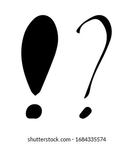 Vector illustration Hand drawn question mark and exclamation point. Question mark and exclamation point isolated on white.