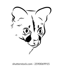 Vector illustration. Hand drawn realistic sketch of asian palm civet or toddy cat.