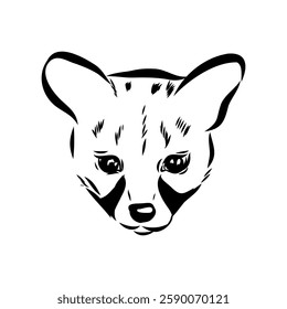 Vector illustration. Hand drawn realistic sketch of asian palm civet or toddy cat.