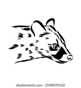 Vector illustration. Hand drawn realistic sketch of asian palm civet or toddy cat.