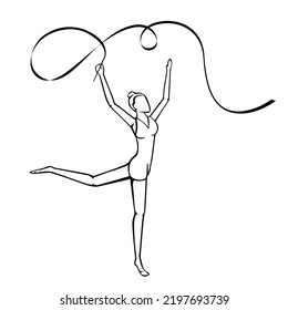 Vector illustration of hand drawn rhythmic gymnastics. Sport concept