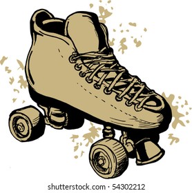 vector illustration of a Hand drawn Roller skates  isolated on white background.