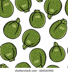 Vector illustration of hand drawn round spotted zucchini. Cool vegetable print, beautiful design elements