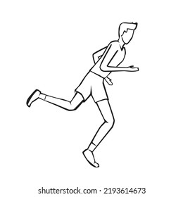 Vector illustration of hand drawn runner in action. Sport concept