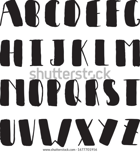手書きの田舎風フォント 黒板のアルファベットを筆で描いたベクターイラスト のベクター画像素材 ロイヤリティフリー