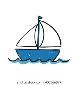 Vector Illustration of a Hand Drawn Sailing Ship