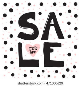 Vector illustration with hand drawn SALE lettering.