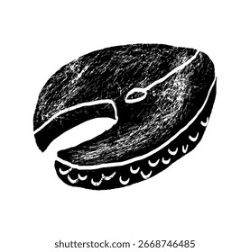 Vector illustration with hand drawn salmon on the white background