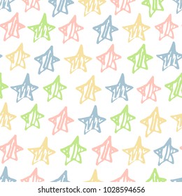 Vector illustration of hand drawn seamless pattern with stars.