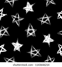 Vector illustration of hand drawn seamless pattern with stars.