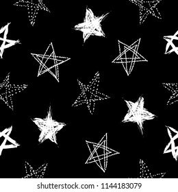 Vector illustration of hand drawn seamless pattern with stars.