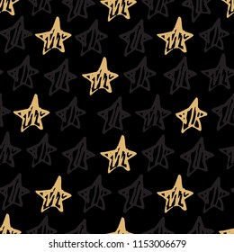 Vector illustration of hand drawn seamless pattern with stars.