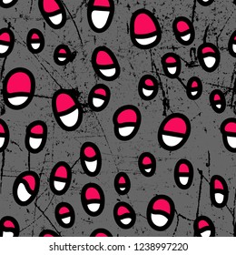 Vector illustration of hand drawn seamless pattern. Colored circles isolated on grunge background.