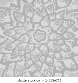 Vector illustration of hand drawn seamless black & white lace background.