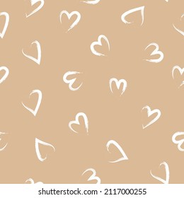 Vector illustration. Hand drawn seamless pattern of hearts. Background in doodle style, ink. Valentine's Day, Mother's Day, greeting card, wallpaper or gift wrapping design.