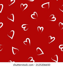 Vector illustration. Hand drawn seamless pattern of hearts. Background in doodle style, ink. Valentine's Day, Mother's Day, greeting card, wallpaper or gift wrapping design.