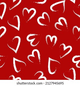 Vector illustration. Hand drawn seamless pattern of hearts. Background in doodle style, ink. Valentine's Day, Mother's Day, greeting card, wallpaper or gift wrapping design.