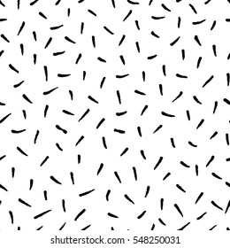 Vector illustration of hand drawn seamless pattern. Black brush strokes isolated on white background.