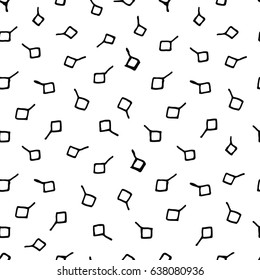 Vector illustration of hand drawn seamless pattern. Black abstract design element isolated on white background. Grunge style texture.
