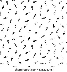 Vector illustration of hand drawn seamless pattern. Black abstract design element isolated on white background. Grunge style texture.