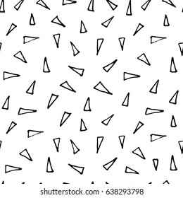 Vector illustration of hand drawn seamless pattern. Black abstract design element isolated on white background. Grunge style texture.
