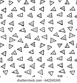 Vector illustration of hand drawn seamless pattern. Black abstract design element isolated on white background. Grunge style texture.
