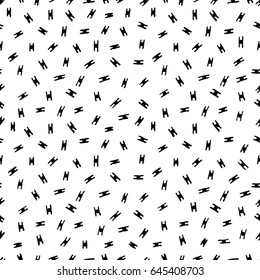 Vector illustration of hand drawn seamless pattern. Black abstract design element isolated on white background. Grunge style texture.